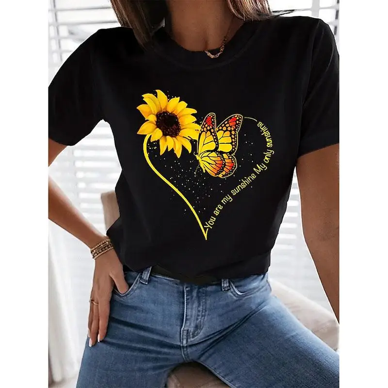Women's Going Out Butterfly Sunflower T Shirt Floral Butterfly Heart Print Round Neck Basic Tops
Women's Going Out Butterfly Sunflower T Shirt Floral Butterfly Heart Print Round Neck Basic Tops