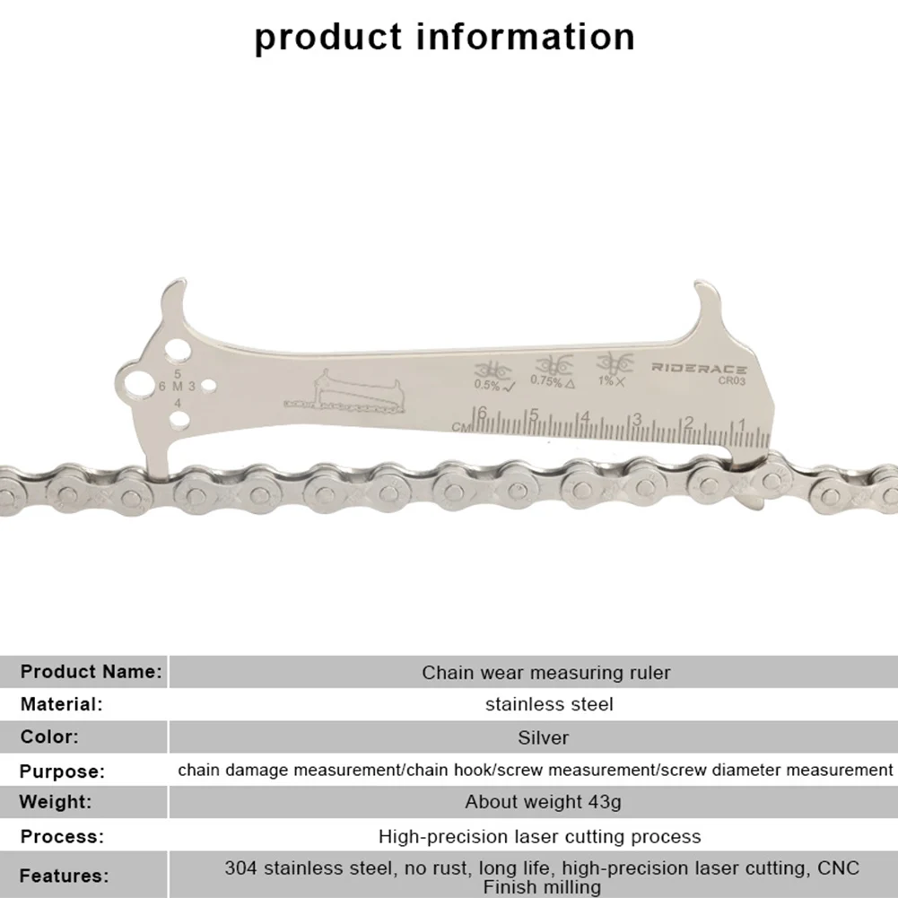 Bike Repair Tool Chain Checke Ruler Chain Checking Cycling Replacement Indicator Measuring Ruler Stainless Steel
Bike Repair Tool Chain Checke Ruler Chain Checking Cycling Replacement Indicator Measuring Ruler Stainless Steel