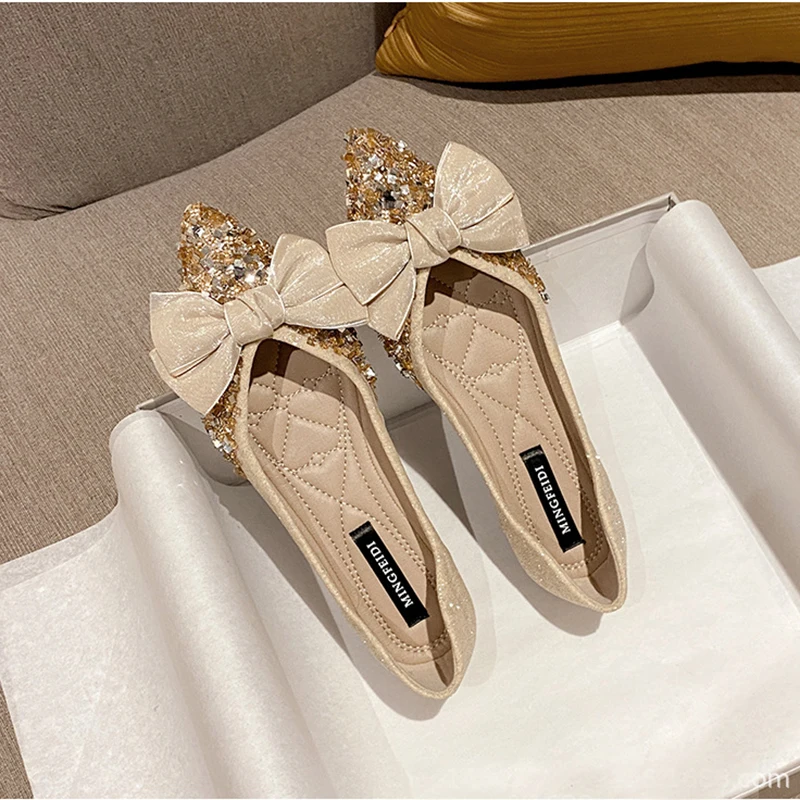 Pointed Toe Glitter Cloth Women Flats Lace Bowknot Ballerina Shoes Shallow Mouth Moccasins Single Loafers OL Shoes Big Size 43
Pointed Toe Glitter Cloth Women Flats Lace Bowknot Ballerina Shoes Shallow Mouth Moccasins Single Loafers OL Shoes Big Size 43