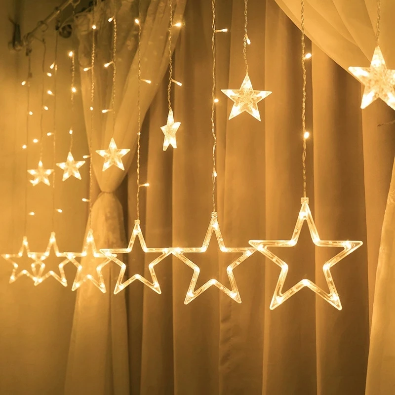 Christmas Stars and Moon LED String Lights Flashing Lights Curtain Light Holiday Party Fairy Light Christmas Decoration for Home
Christmas Stars and Moon LED String Lights Flashing Lights Curtain Light Holiday Party Fairy Light Christmas Decoration for Home
