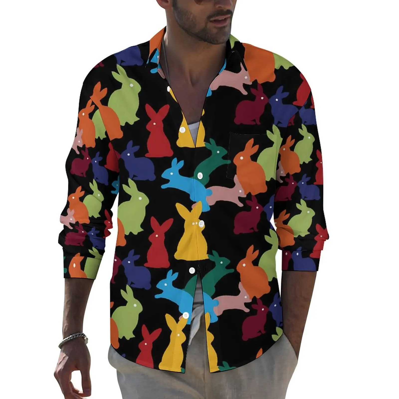 Colorful Rabbit Shirt Animal Print Casual Shirts Long Sleeve Graphic Funny Blouses Autumn Cool Oversized Clothing
Colorful Rabbit Shirt Animal Print Casual Shirts Long Sleeve Graphic Funny Blouses Autumn Cool Oversized Clothing