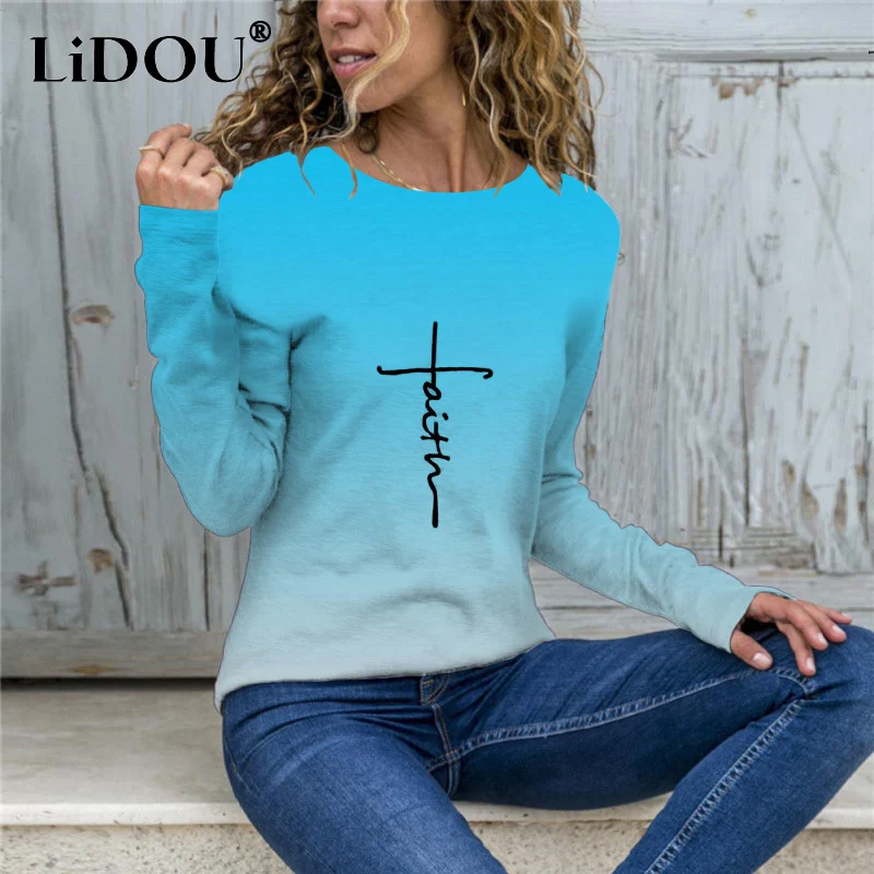 Streetwear Round Neck Retro Jesus Cross Print Gradient Casual Tshirt Harajuku Y2k Long-sleeved T-shirt Oversized Top Female 2022
Streetwear Round Neck Retro Jesus Cross Print Gradient Casual Tshirt Harajuku Y2k Long-sleeved T-shirt Oversized Top Female 2022