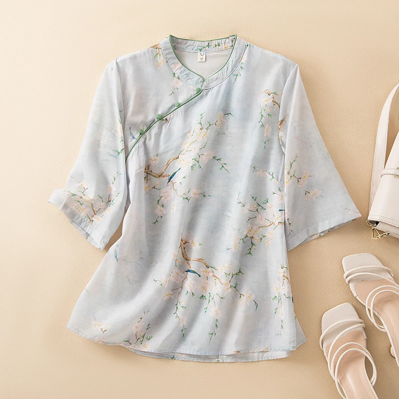 Cotton Linen Shirt Women Summer 2023 New Floral Printed Chinese Style Blouses Loose Seventh Sleeve Top Vintage V-neck YCMYUNYAN
Cotton Linen Shirt Women Summer 2023 New Floral Printed Chinese Style Blouses Loose Seventh Sleeve Top Vintage V-neck YCMYUNYAN