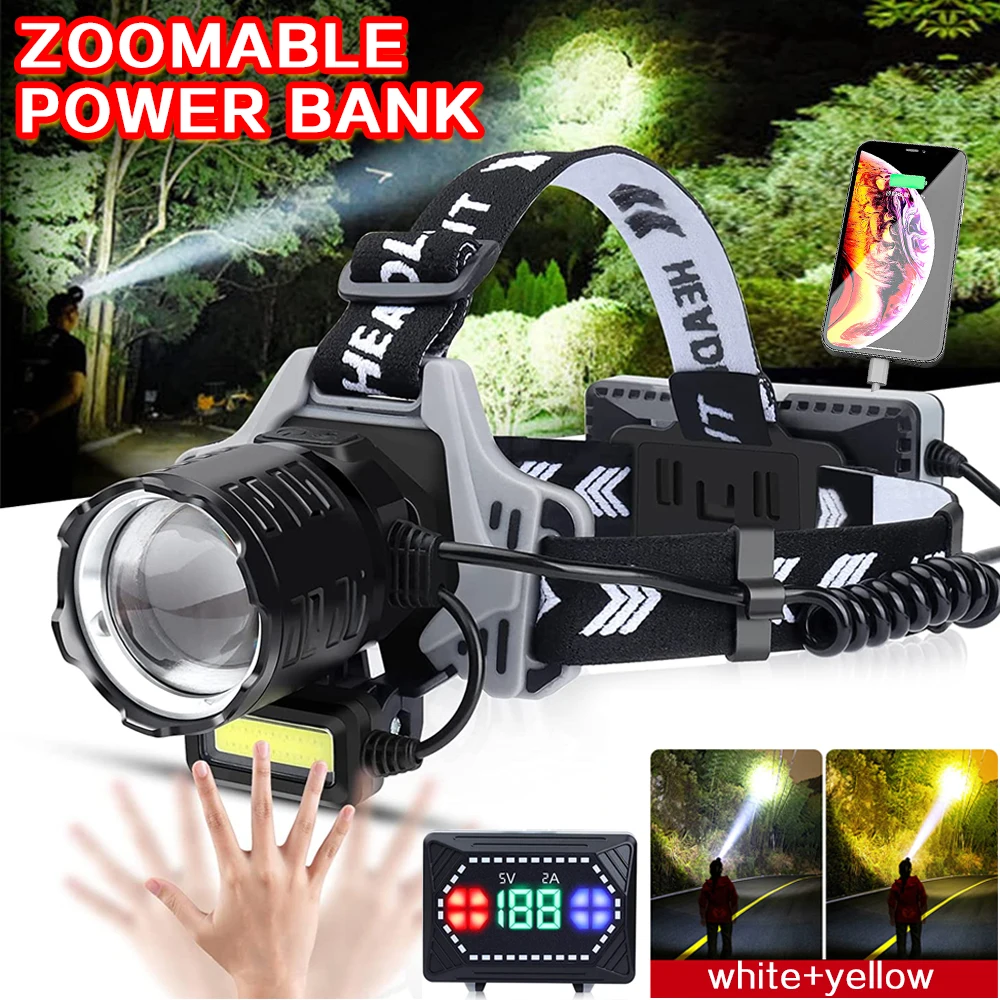 White Yellow Light Sensor LED Headlamp USB Rechargeable Head Lamp Zoomable Head Light COB Headlight Camping Fishing Light Lamp
White Yellow Light Sensor LED Headlamp USB Rechargeable Head Lamp Zoomable Head Light COB Headlight Camping Fishing Light Lamp