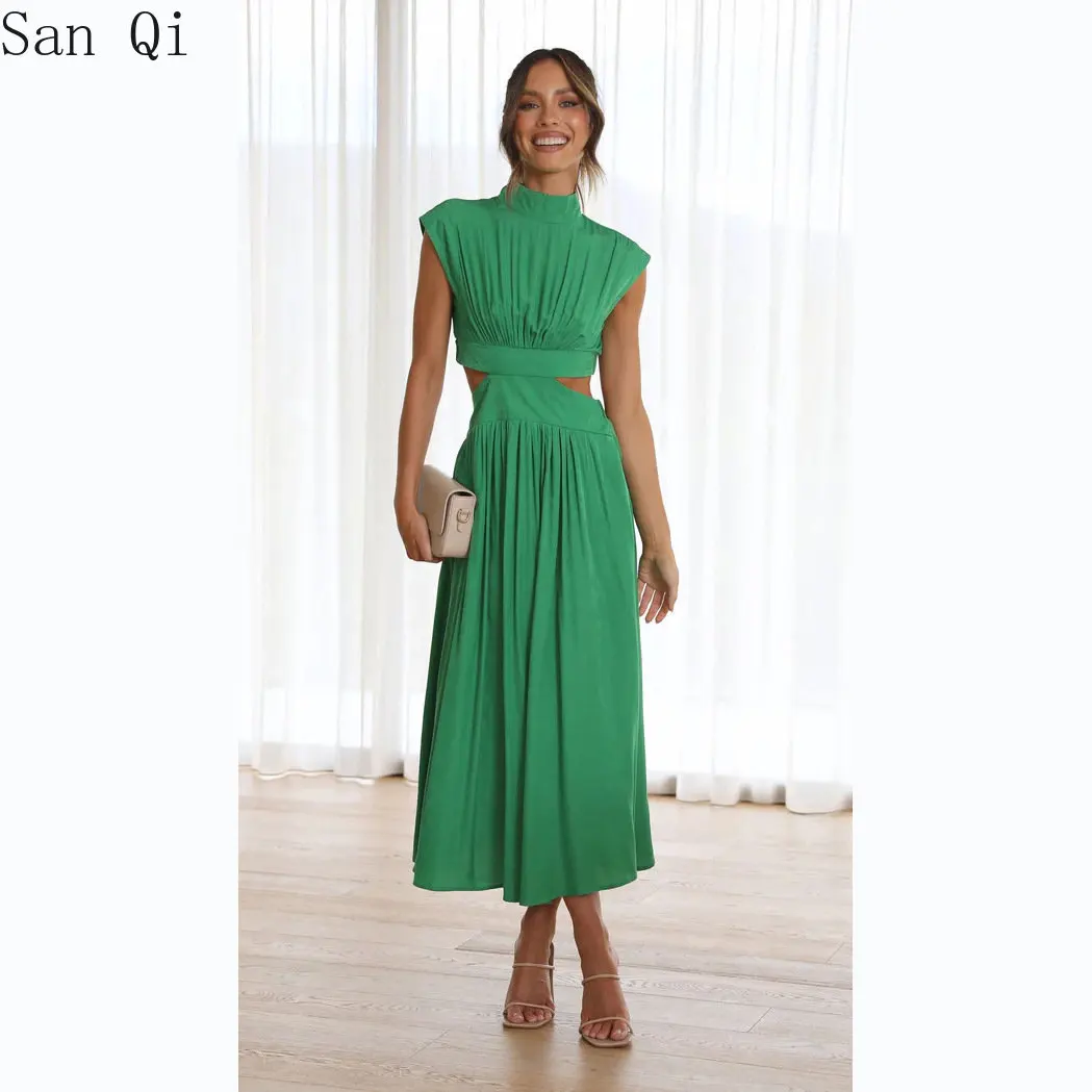 Women Dress Summer 2023 New Green Sleeveless A-LINE Backless Shirring Long Dress Trendy Elegant Maxi Dress for Women Beach
Women Dress Summer 2023 New Green Sleeveless A-LINE Backless Shirring Long Dress Trendy Elegant Maxi Dress for Women Beach