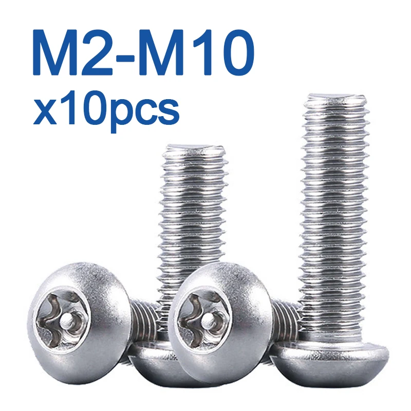10pcs/lot M2 M2.5 M3 M4 M5 M6 M8 M10 A2-70 Stainless Steel Torx Button Head Tamper Proof Security Screws
10pcs/lot M2 M2.5 M3 M4 M5 M6 M8 M10 A2-70 Stainless Steel Torx Button Head Tamper Proof Security Screws