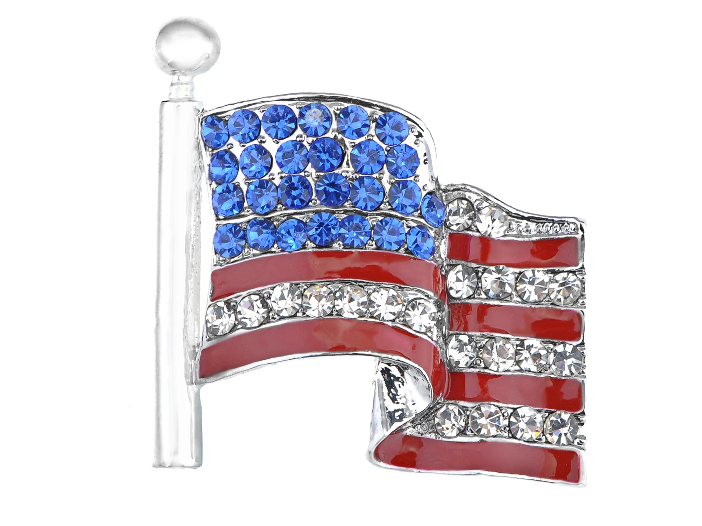 America USA Patriotic American Red White Blue Crystal Rhinestone Waving Flag Brooch Pin
America USA Patriotic American Red White Blue Crystal Rhinestone Waving Flag Brooch Pin