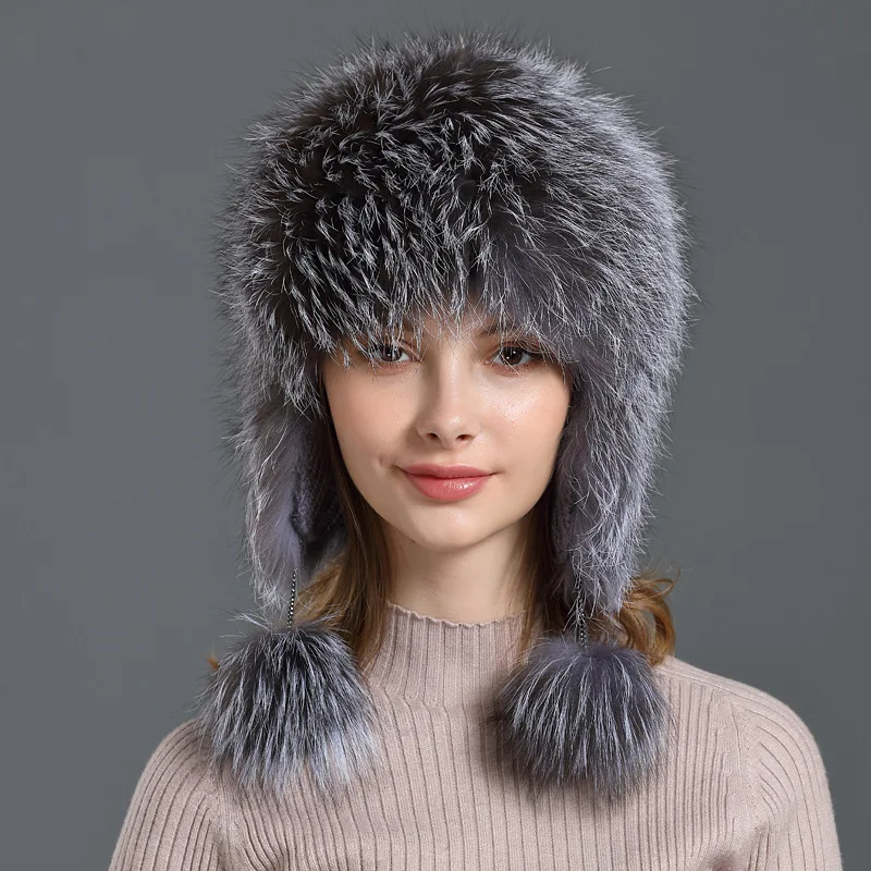 Luxury Real Silver Fox Fur Bomber Hats Women's Russian Aviator Trapper Natural Raccoon Fur Winter Hat Fashion Earflap Snow Caps
Luxury Real Silver Fox Fur Bomber Hats Women's Russian Aviator Trapper Natural Raccoon Fur Winter Hat Fashion Earflap Snow Caps