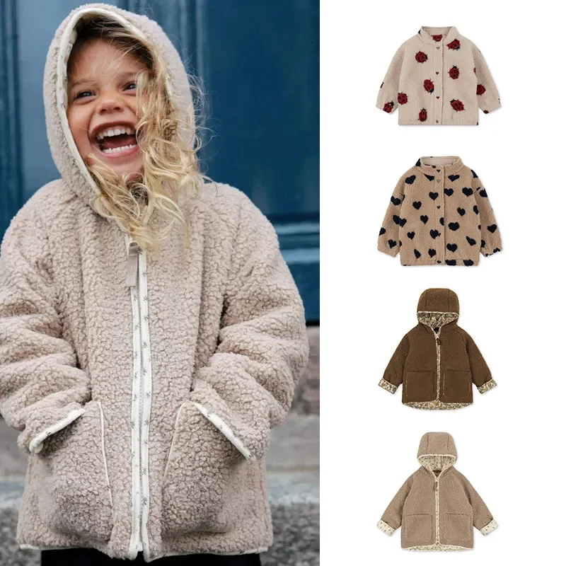 

Kids Boys and Girls Winter Keep Warm Jacket Heart and Cherry Pattern Coats Children KS Brand Autumn Clothes