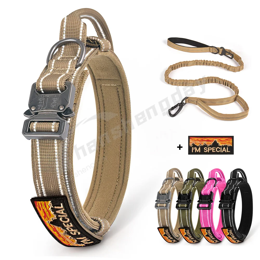 Tactical Military Dog Collar retractable Leash Set Training Adjustable collars for big K9 Medium Large Dogs with luminous&Handle
Tactical Military Dog Collar retractable Leash Set Training Adjustable collars for big K9 Medium Large Dogs with luminous&Handle