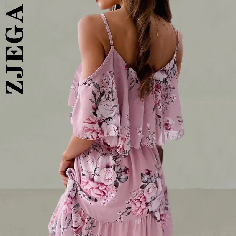 Платье Zjega женское с открытыми плечами пикантный элегантный наряд на