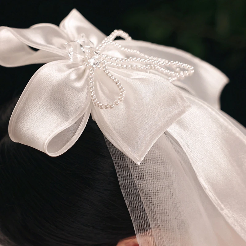 Bridal Veil Tulle Headwear Multi-Layer Cut Edge with White Ribbon Bow Illusion Short Veils for Bride & Bridesmaid
Bridal Veil Tulle Headwear Multi-Layer Cut Edge with White Ribbon Bow Illusion Short Veils for Bride & Bridesmaid