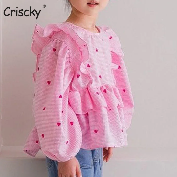 Criscky 2022 Spring Korean Style Baby Girls Heart Printed Blouses Ruffles Long Puff Sleeve Tops Children Cute Cotton Shirts
Criscky 2022 Spring Korean Style Baby Girls Heart Printed Blouses Ruffles Long Puff Sleeve Tops Children Cute Cotton Shirts