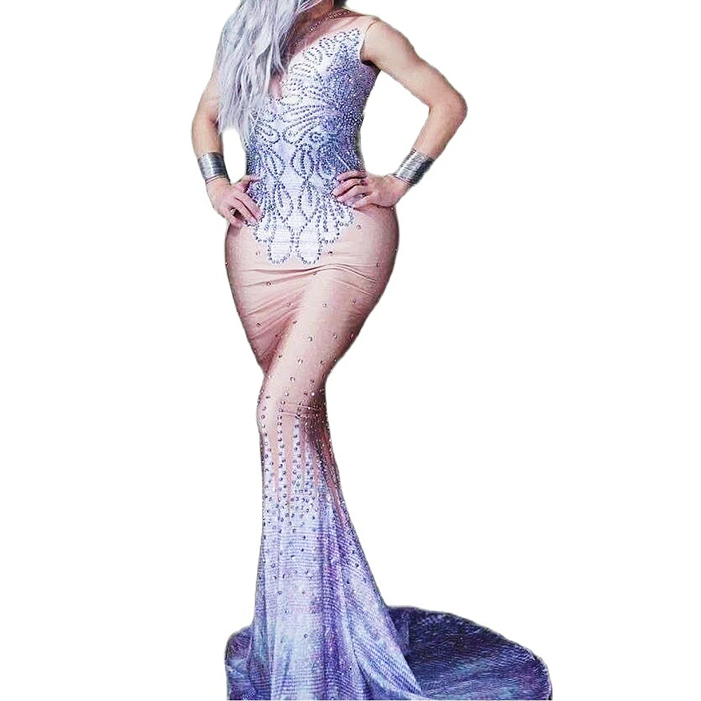 Shining Sequins Rhinestones Sexy Women Mermaid Dress Sleeveless Evening Party Ballroom Stage Costume Banquet Birthday Clothing
Shining Sequins Rhinestones Sexy Women Mermaid Dress Sleeveless Evening Party Ballroom Stage Costume Banquet Birthday Clothing