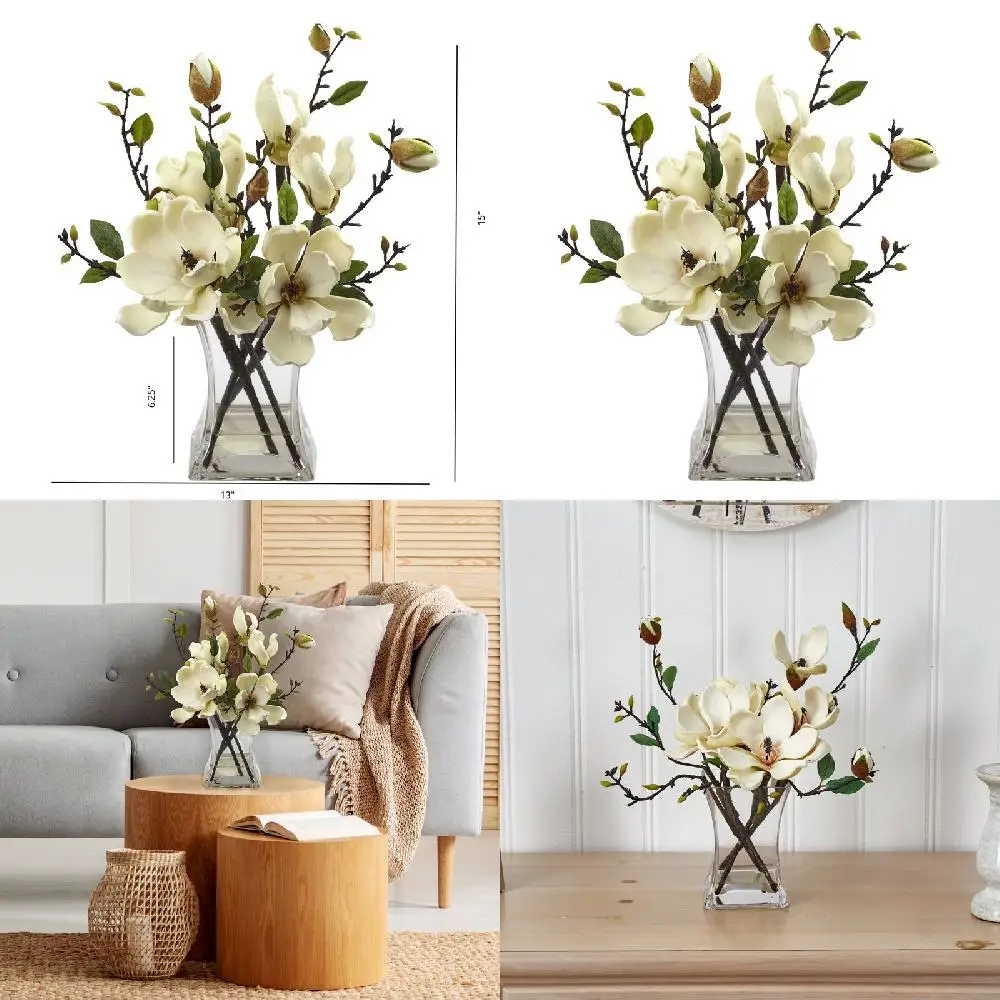 

Roses Fascinating Artificial Flower Arrangement with Vase, White Roses Bouquet Perfect for Home Decor and Gift Giving