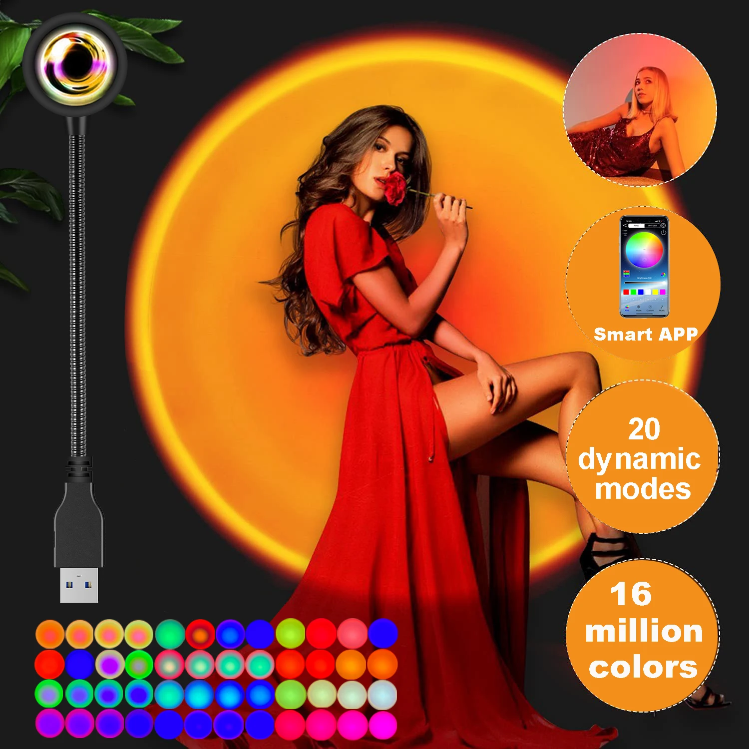 Smart APP Control 16 Million Colors Sunset Rainbow Neon Projector Lamp Self Photography Atmosphere Night Light Home Decoration
Smart APP Control 16 Million Colors Sunset Rainbow Neon Projector Lamp Self Photography Atmosphere Night Light Home Decoration