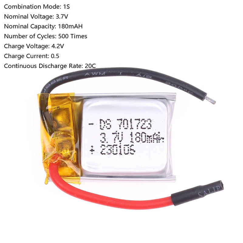 

Литий-полимерный аккумулятор 3,7 в, 180 мАч, запасные части, литиевый аккумулятор с дистанционным управлением, аксессуары для летательного аппарата, вертолета, 2,5*1,8 СМ, новинка