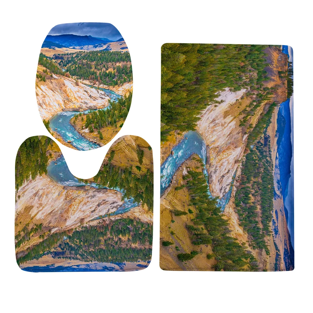 CLOOCL Yellowstone Park Toilet Cover Set Mountain River Natural Scenery 3D Flannel Three-piece Toilet U-shaped Carpet Rug
CLOOCL Yellowstone Park Toilet Cover Set Mountain River Natural Scenery 3D Flannel Three-piece Toilet U-shaped Carpet Rug