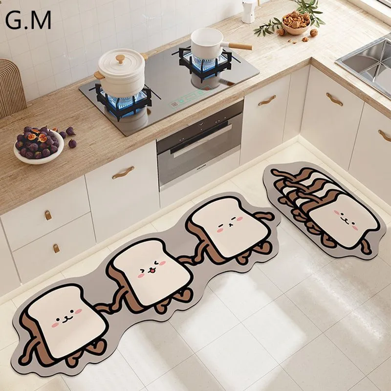 

Cartoon Irregular Long Strip Fast Water Absorption Anti-slip Kitchen Mats for Floor Washroom Entrance Doormat Bathroom Area Rugs