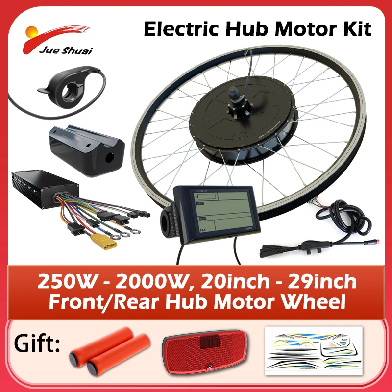 

250W-2000W Electric Bike Conversion Kit 36V 48V Front Rear Cassette Electric Wheel Hub Motor for 20" 24" 27.5" 700C 29" Bicycle