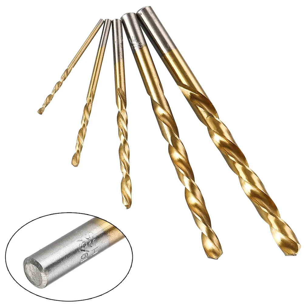 

Gold Colored HSS Left Hand Drill Bits Set of 5 with Various Sizes for Convenient Drilling and Reversal 32 87mm
