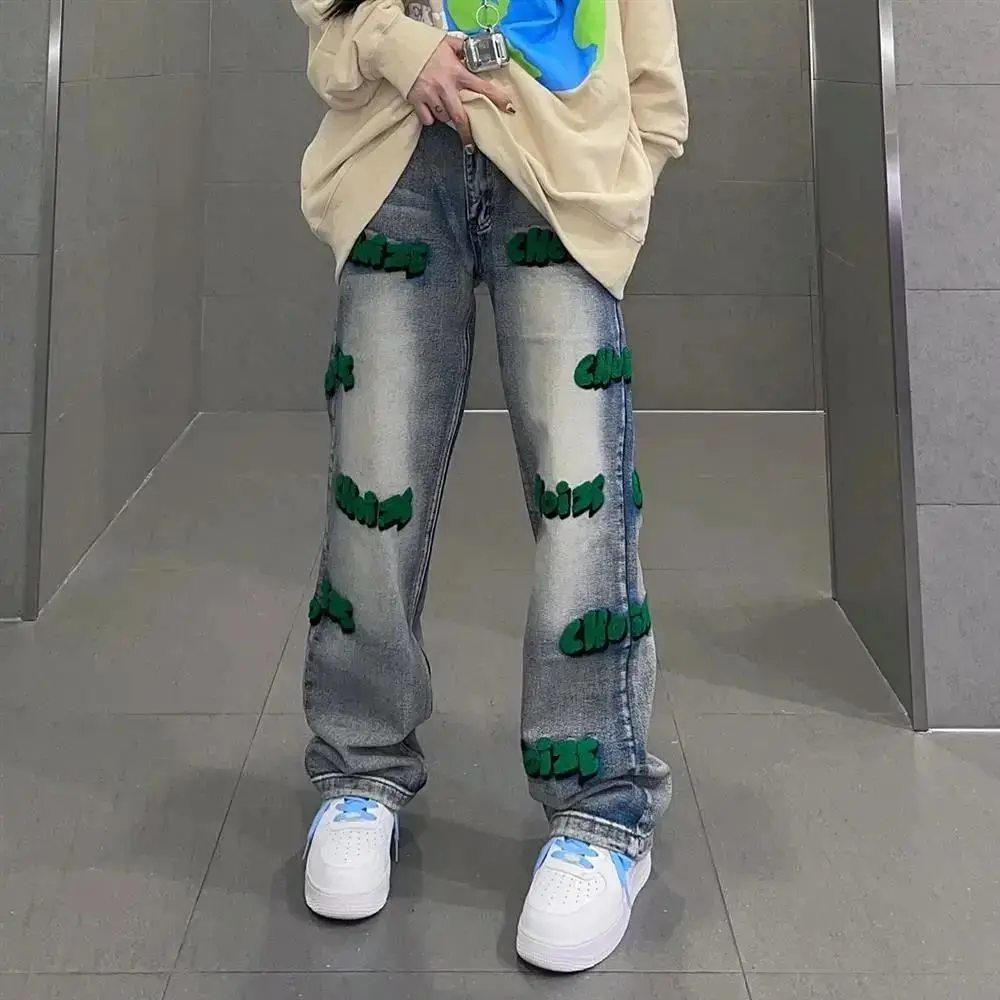 American Vintage Brown High Waist Jeans Letter Embroidery Wide Leg Mopping Pants Street Baggy Straight Denim Trouser Ladies 
American Vintage Brown High Waist Jeans Letter Embroidery Wide Leg Mopping Pants Street Baggy Straight Denim Trouser Ladies