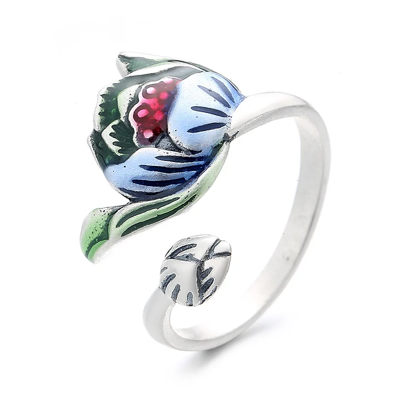 S925 Sterling Silver Vintage Distressed Matte Process Glue Drop Green Leaves Lotus Three dimensional Fashion Opening Ring
S925 Sterling Silver Vintage Distressed Matte Process Glue Drop Green Leaves Lotus Three dimensional Fashion Opening Ring