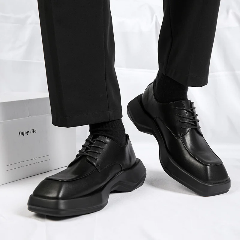 Лоферы мужские из ПУ кожи, дышащие, без застежки, однотонные, повседневная обувь ручной работы, черные