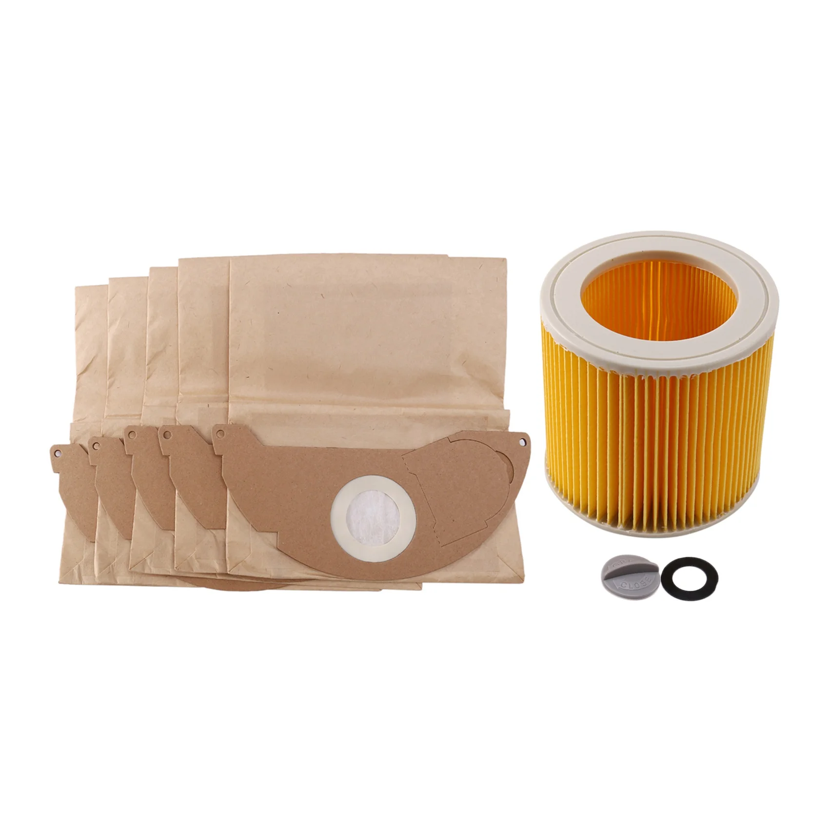 

1 шт. фильтры Hepa + 5 шт. бумажных пакетов для пылесосов Karcher, запчасти, картридж, Hepa фильтр Wd2250 Wd3.200 Mv2 Mv3 Wd3