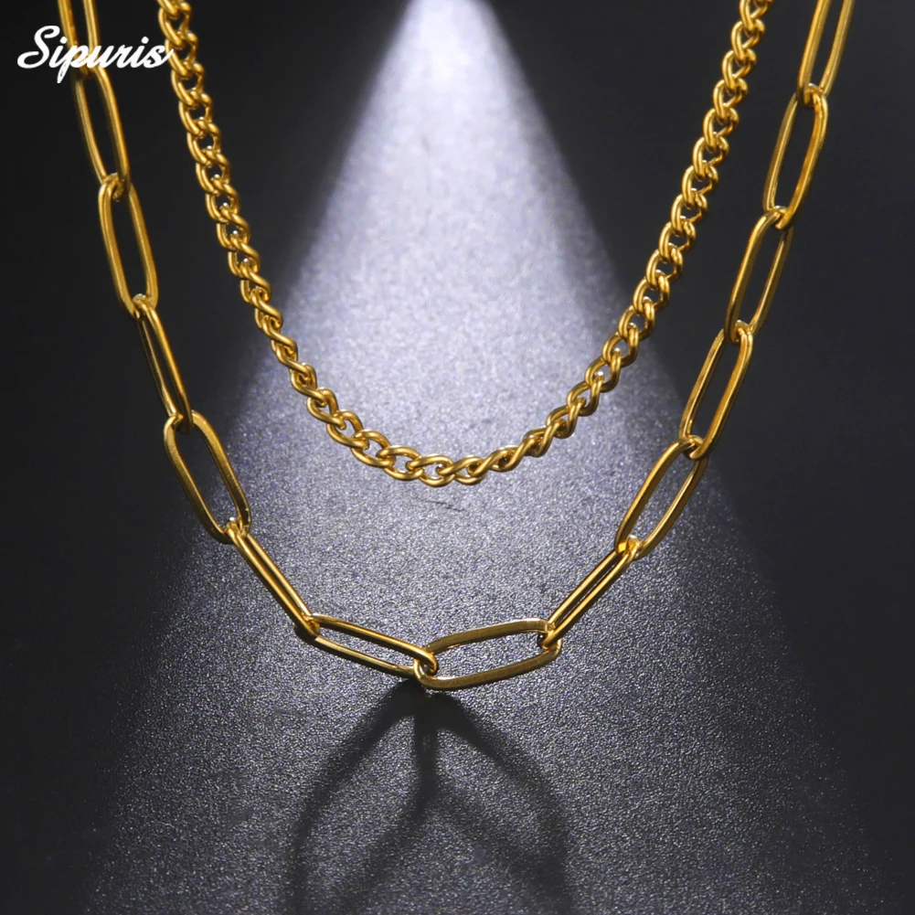 Sipuris Women's Fashion Necklace Gold Color Double Layer Cross Chain Versatile Trend Jewelry Couple Chain Personality Jewelry
Sipuris Women's Fashion Necklace Gold Color Double Layer Cross Chain Versatile Trend Jewelry Couple Chain Personality Jewelry