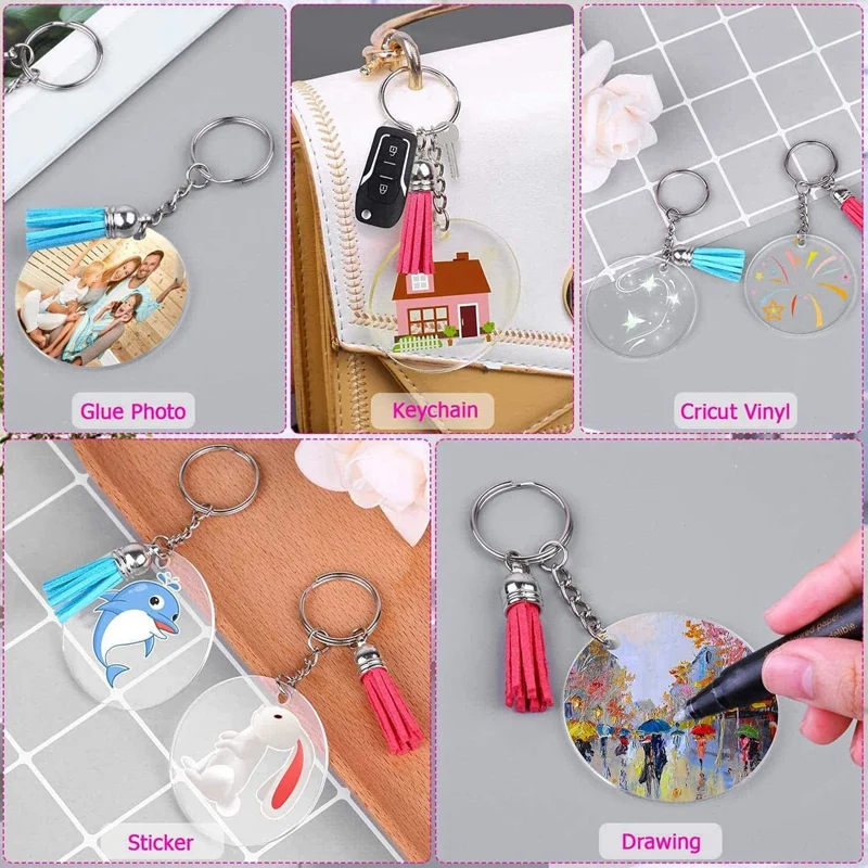 

Acrylic Blank Keychains,200Pcs Keychain Blanks With Acrylic Blanks,Tassels,Key Rings And Jump Rings DIY Set For Crafting