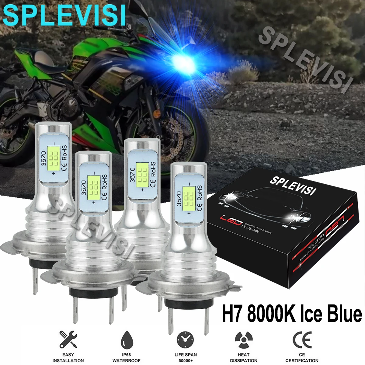 4x140W 8000K Ice Blue Motorcycle LED Headlight High Low Beam Kit For Kawasaki Ninja 250R 650R EX250 EX650 Led Moto 
4x140W 8000K Ice Blue Motorcycle LED Headlight High Low Beam Kit For Kawasaki Ninja 250R 650R EX250 EX650 Led Moto