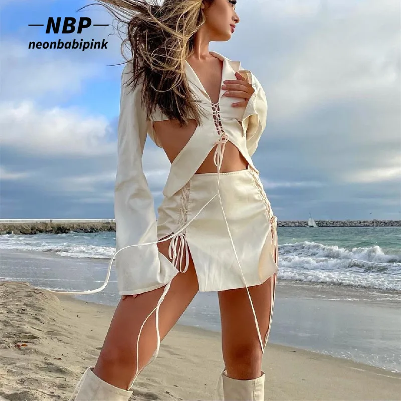 NEONBABIPINK White Sexy Two Piece Set Strappy Asymmetrical Skirt and Long Sleeve Top Fall 2022 Fashion Matching Sets N33-DI24
NEONBABIPINK White Sexy Two Piece Set Strappy Asymmetrical Skirt and Long Sleeve Top Fall 2022 Fashion Matching Sets N33-DI24