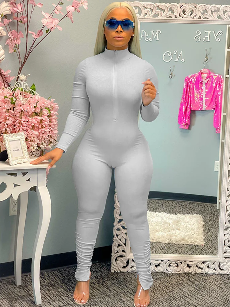 Женский трикотажный комбинезон в рубчик, повседневный однотонный комбинезон на молнии спереди с длинным рукавом, эластичный комбинезон с в... 
Женский трикотажный комбинезон в рубчик, повседневный однотонный комбинезон на молнии спереди с длинным рукавом, эластичный комбинезон с в...