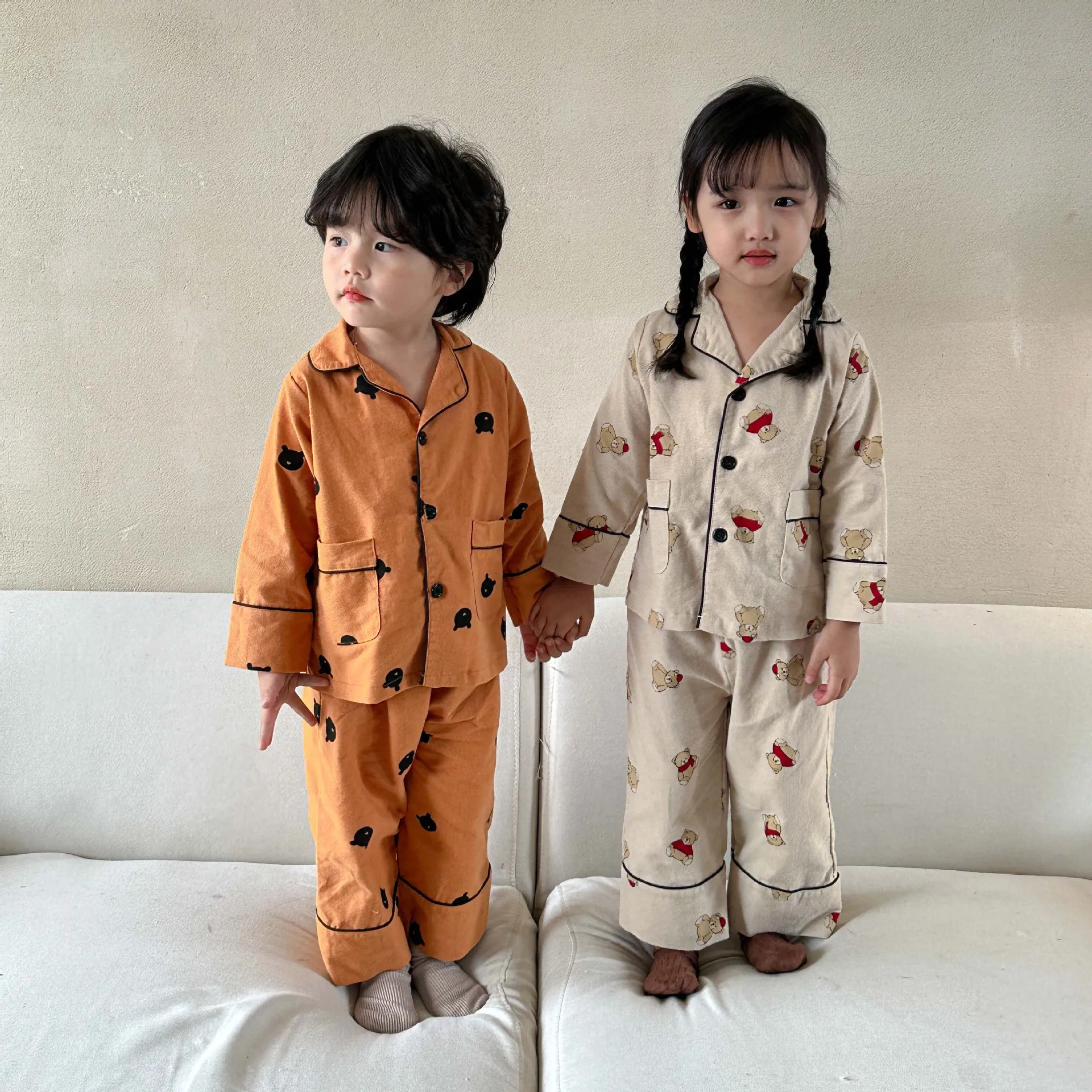 

Autumn Baby 100% Cotton Homewear Suit Boy Girl Children Cartoon Print Tops + Pants Pajamas 2pcs Baby Kids Dots Loose Pyjamas Set