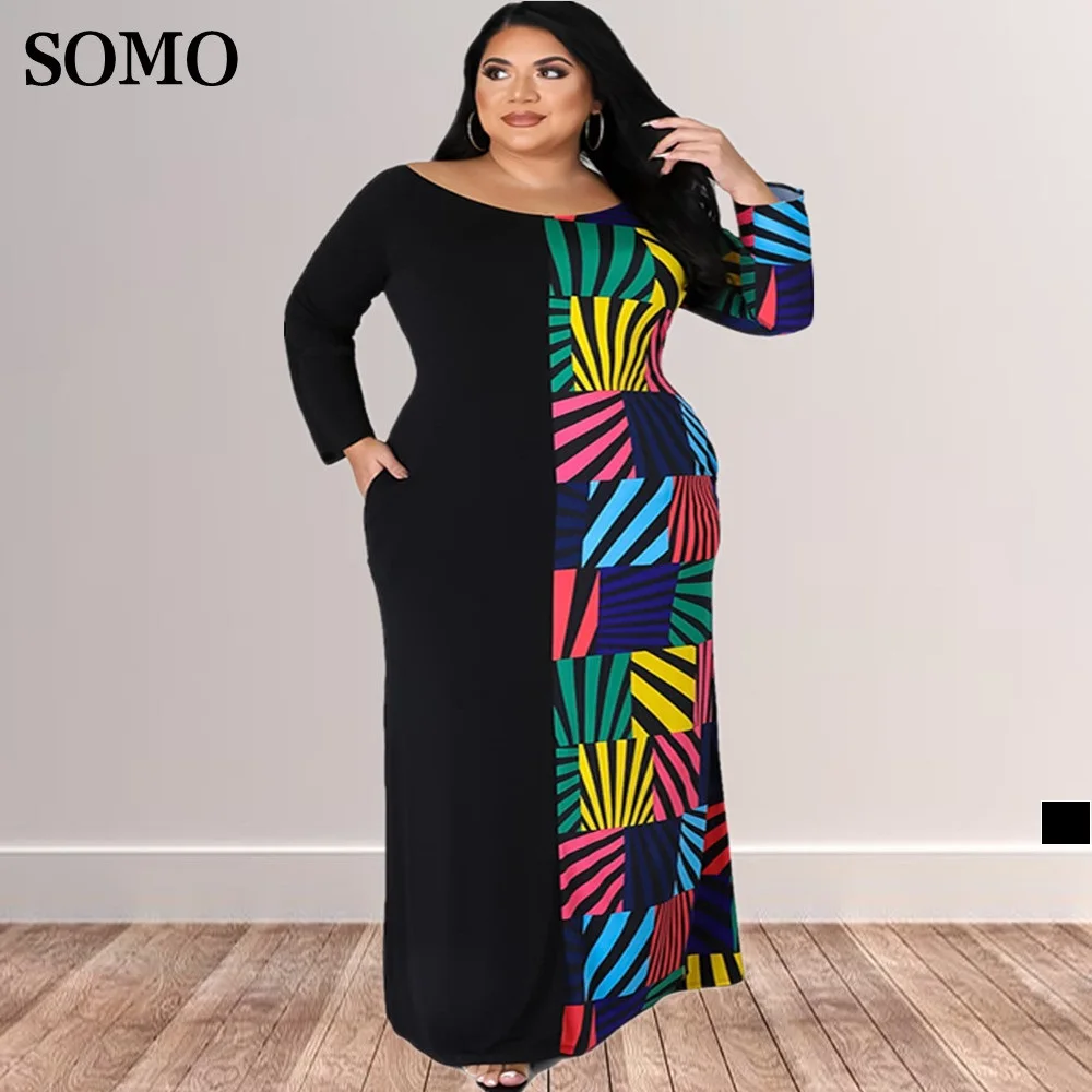 Plus Size Women's Dresses Autumn Tight-fitting Long Sleeved Round Collar Pocket Patchwork Printed Dress Wholesale Dropshipping
Plus Size Women's Dresses Autumn Tight-fitting Long Sleeved Round Collar Pocket Patchwork Printed Dress Wholesale Dropshipping