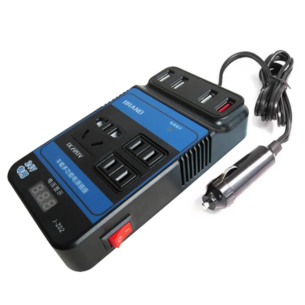 

Car Power Inverter LED Voltage Display DC12V 24V To DC110V/220V Converter Trip 4-USB Fast Charging Universal Socket Power Adapt