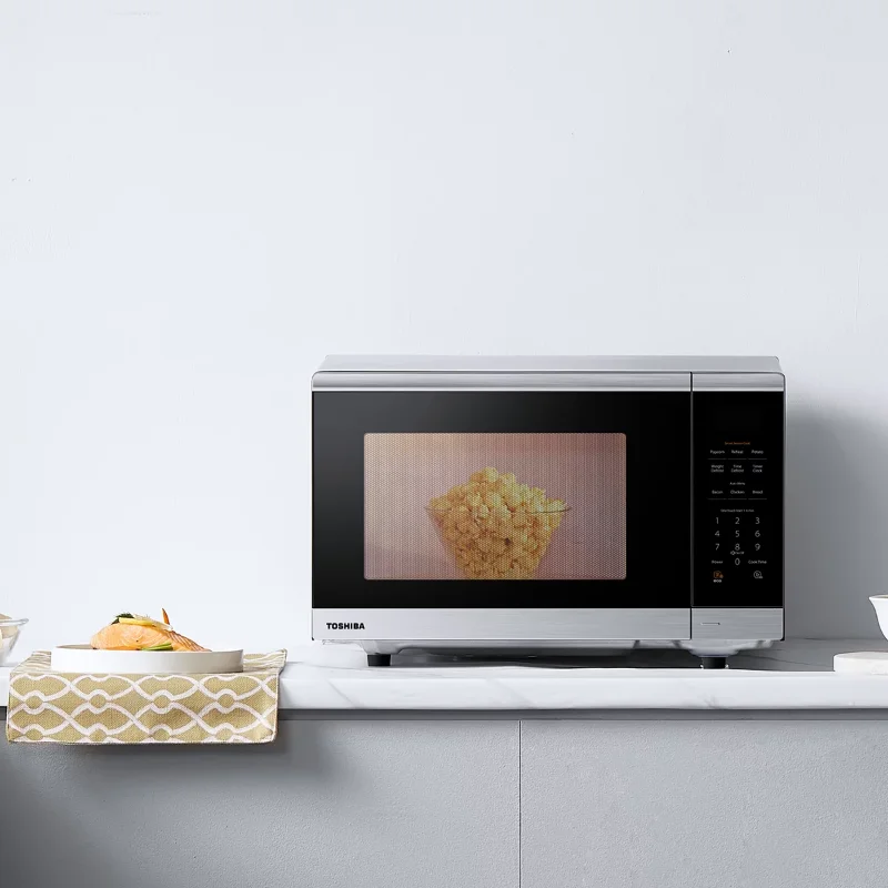 

Микроволновая печь Toshiba 1,4 куб. Фут. Семейного размера 1100 Вт из нержавеющей стали с датчиком, микроволновые печи