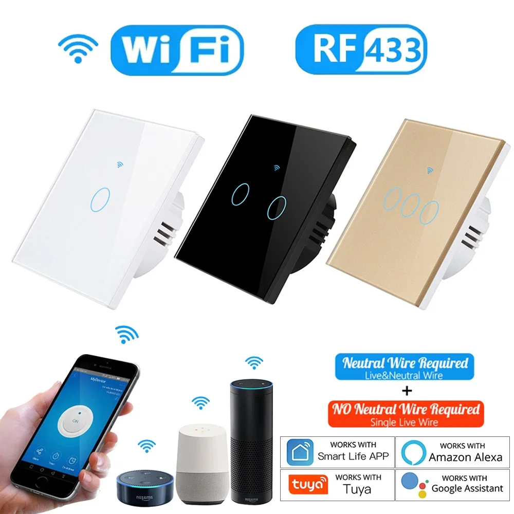 1pcs Tuya Smart Switch RF433 No Neutral Wire Single Fire Tuya App Control Works with Google Smart Home,220V WiFi Switches Light
1pcs Tuya Smart Switch RF433 No Neutral Wire Single Fire Tuya App Control Works with Google Smart Home,220V WiFi Switches Light