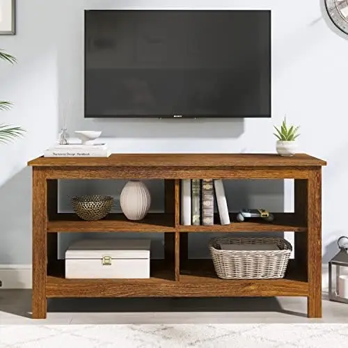 

TV Stand Television Stands TV Console Unit with 3 Open Cubby and 2 Doors Big Storage Cabinets for Living Room Bedroom for TVs up