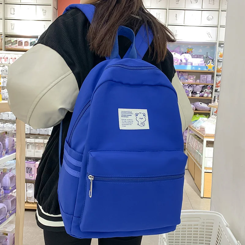 

Вместительный женский студенческий портфель, модный однотонный нейлоновый женский рюкзак в стиле преппи, милый школьный ранец для ноутбука для девочек-подростков