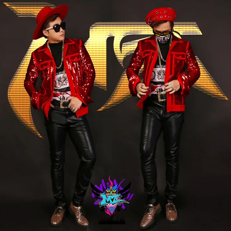 Luxury Original Design for Men's Clothing Red Sequin Patch Jacket Male Singer Dance Stage Performance Coat Nightclub Bar Costume
Luxury Original Design for Men's Clothing Red Sequin Patch Jacket Male Singer Dance Stage Performance Coat Nightclub Bar Costume