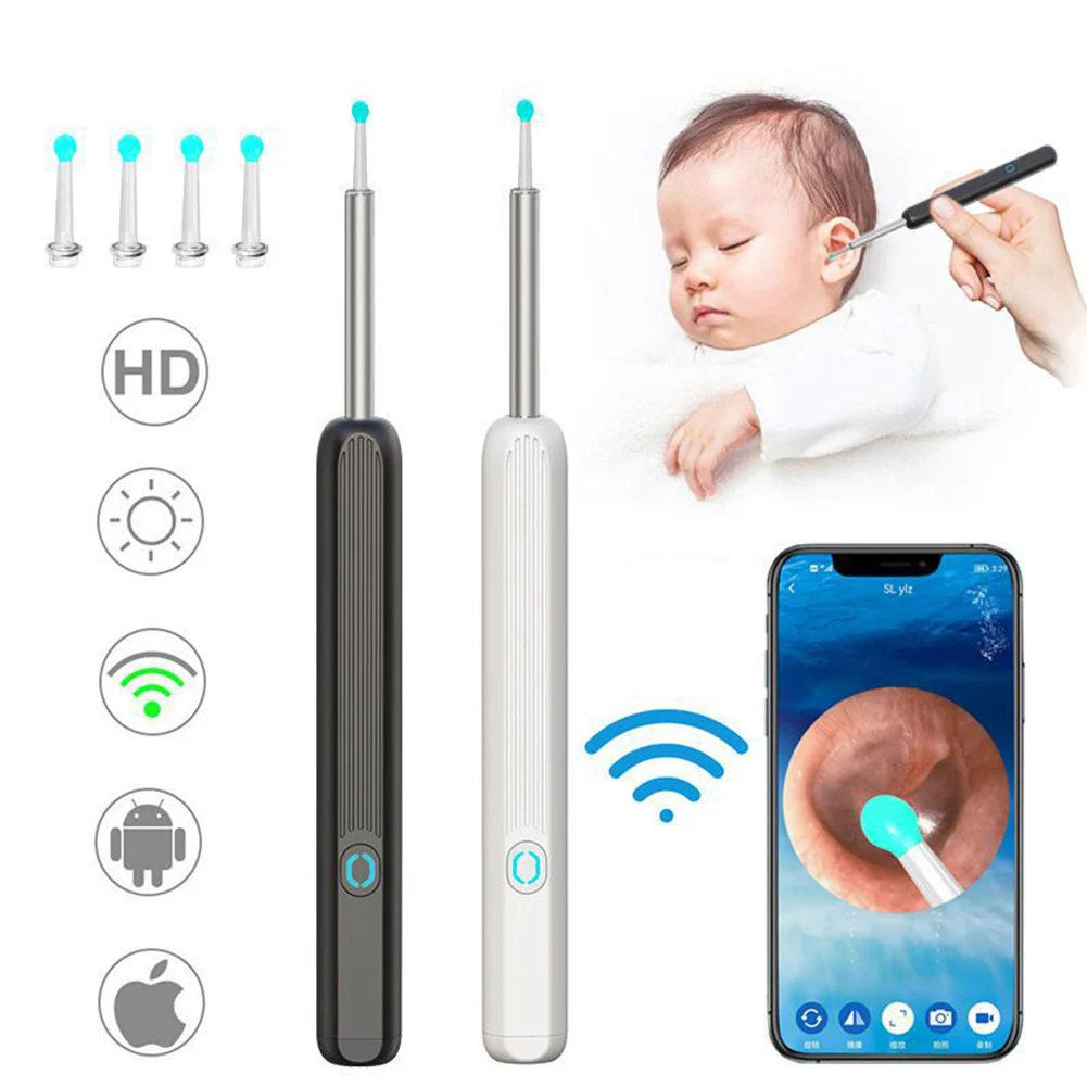360° Wireless Smart Visible Wax Elimination Spoon 1080P HD Load Otoscope Ear Cleaner Ear Wax Removal Tool For Android IOS Phones
360° Wireless Smart Visible Wax Elimination Spoon 1080P HD Load Otoscope Ear Cleaner Ear Wax Removal Tool For Android IOS Phones