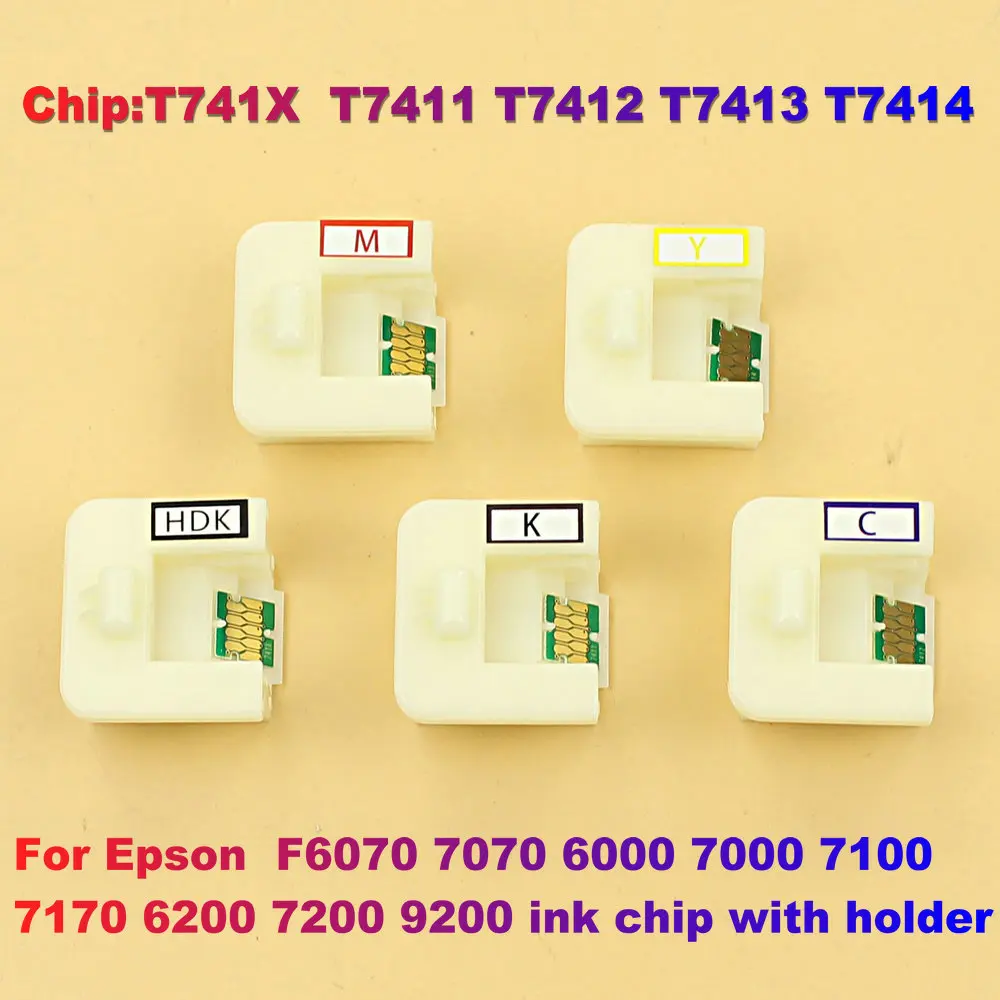 Ink Chip T741X-7414 Chip Cap Stable Cartridge Chip With Holder for Epson Surecolor F6070 7070 6000 7000 7100 7170 6200 7200 9200
Ink Chip T741X-7414 Chip Cap Stable Cartridge Chip With Holder for Epson Surecolor F6070 7070 6000 7000 7100 7170 6200 7200 9200