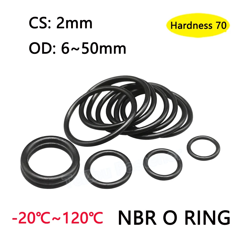 50pcs NBR O Ring Seal Gasket Thickness CS 2mm OD 6mm-50mm Nitrile Rubber O-Ring Spacer Oil Resistant Washer Black Hardness 70
50pcs NBR O Ring Seal Gasket Thickness CS 2mm OD 6mm-50mm Nitrile Rubber O-Ring Spacer Oil Resistant Washer Black Hardness 70