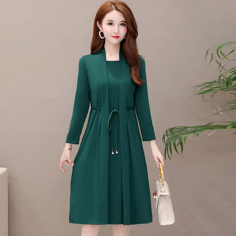 Fake two dress woman show thin long-sleeved broad lady elegant middle-aged temperament mother black
Fake two dress woman show thin long-sleeved broad lady elegant middle-aged temperament mother black