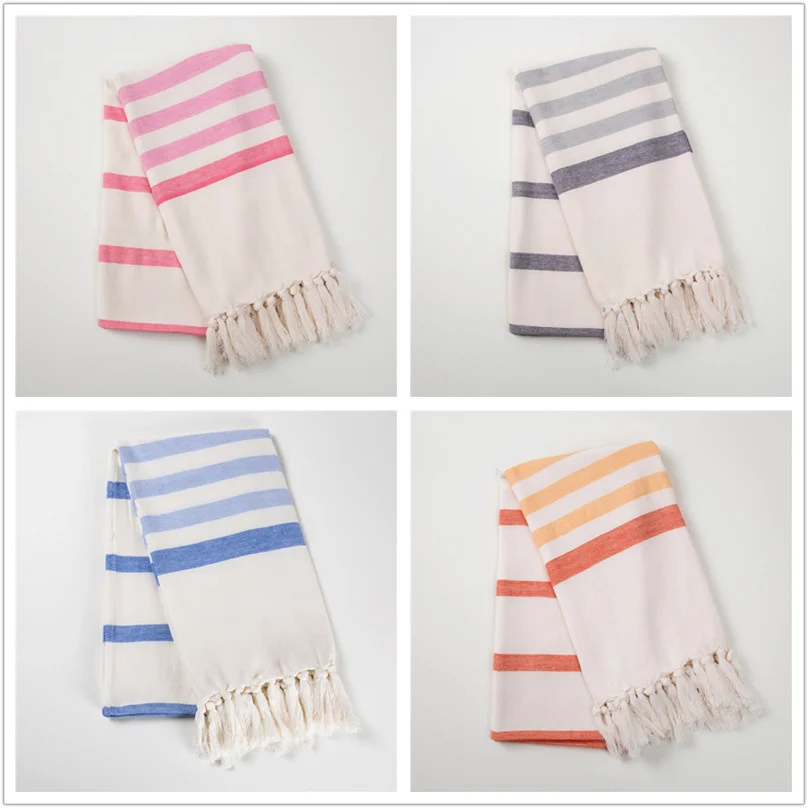 

Striped yarn dyed Türkiye beach towel cotton tassel bath towel Türkiye towel beach sunscreen shawl