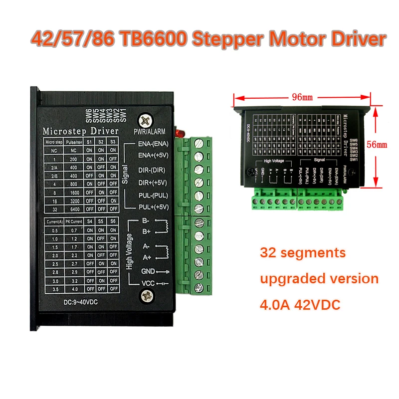 

42/57/86 Type of 2-phase 4-phase TB6600 Stepper Motor Driver 32 Segments Upgraded Version 4.0A 42VDC