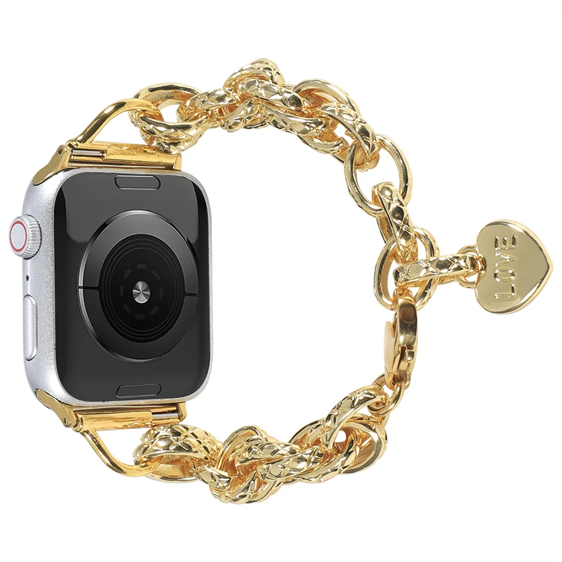 Adjustable Punk Style Stainless Steel Chain Watch Band for Apple Watch Engraved Love Pendant Bracelet Strap for iWatch 41 45mm
Adjustable Punk Style Stainless Steel Chain Watch Band for Apple Watch Engraved Love Pendant Bracelet Strap for iWatch 41 45mm