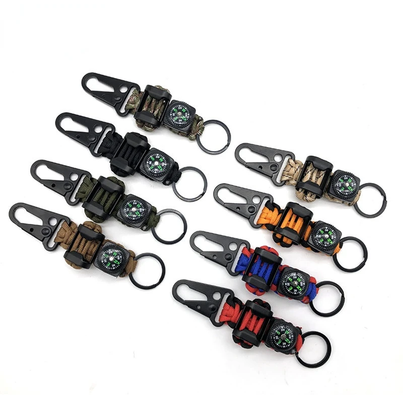 

Compasses Mini Key Climbing Pointer Keychain Thermometer Compass 1pcs Outdoor Multi Hook Sports Camping Accessories Metal Tools